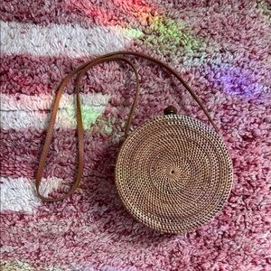 Round Rattan Crossbody Bag